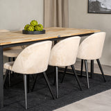 Cirebon Matbord - Svart / Naturträ - 200*90*H75+Velvet Matstol - Svart / Créme _