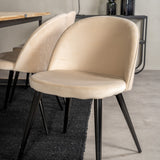 Cirebon Matbord - Svart / Naturträ - 200*90*H75+Velvet Matstol - Svart / Créme _