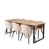 Cirebon Matbord - Svart / Naturträ - 200*90*H75+Velvet Matstol - Svart / Créme _