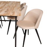 Cirebon Matbord - Svart / Naturträ - 200*90*H75+Velvet Matstol - Svart / Créme _
