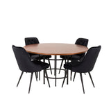 Copenhagen - Jídelní stůl kulatý - Hnědá / Black+Velvet Deluxe Jídelní židle - Černé nohy / Black velvet_4