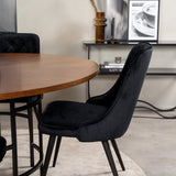 Copenhagen - Jídelní stůl kulatý - Hnědá / Black+Velvet Deluxe Jídelní židle - Černé nohy / Black velvet_4