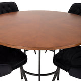 Copenhagen - Jídelní stůl kulatý - Hnědá / Black+Velvet Deluxe Jídelní židle - Černé nohy / Black velvet_4