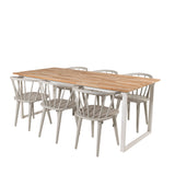 Cirebon Jídelní stůl 200*90cm - Teak / White+Bobby Pinnstol - Ljusgrå _6