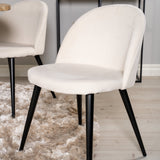 Kruhový stůl Cirebon - 100 cm - Teak / Černá + Sametová jídelní židle - Černé nohy /