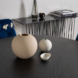 Dipp Jídelní stůl - 115 cm - Černá dýha / černé nohy s mosazným dippem - Velvet Deluxe Židle - Modrá/Matná mosaz noha 4