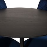 Dipp Jídelní stůl - 115 cm - Černá dýha / černé nohy s mosazným dippem - Velvet Deluxe Židle - Modrá/Matná mosaz noha 4