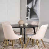 Jídelní stůl Dipp - 115 cm - Černá dýha / černé nohy s mosazným dippem + Jídelní židle Velvet Deluxe - Noha z broušené mosazi / Béžový Velvet_4