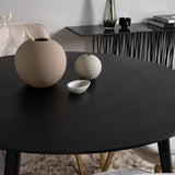 Jídelní stůl Dipp - 115 cm - Černá dýha / černé nohy s mosazným dippem + Jídelní židle Velvet Deluxe - Noha z broušené mosazi / Béžový Velvet_4