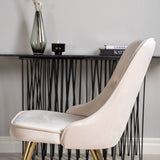 Jídelní stůl Dipp - 115 cm - Černá dýha / černé nohy s mosazným dippem + Jídelní židle Velvet Deluxe - Noha z broušené mosazi / Béžový Velvet_4