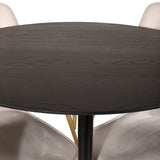 Jídelní stůl Dipp - 115 cm - Černá dýha / černé nohy s mosazným dippem + Jídelní židle Velvet Deluxe - Noha z broušené mosazi / Béžový Velvet_4