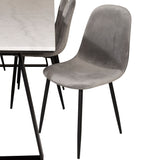 Estelle Matbord - Svart / Vit Marmor - 200*90*H76+jídelní židle Polar - černé nohy / světle šedá Velvet_6