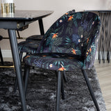 Zlatý rozkládací stůl - 180/220*85*H76 Černá dýha - Černé nohy - Mosazné detaily+Sametová jídelní židle - Černá Flower fabric_6