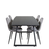 Inca Extentiontable - Černá deska / černá Nohy+Polar Jídelní Židle - Černé nohy / Světle šedá Velvet (ersätter 19902-885)_4