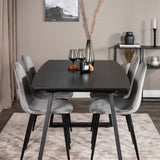 Inca Extentiontable - Černá deska / černá Nohy+Polar Jídelní Židle - Černé nohy / Světle šedá Velvet (ersätter 19902-885)_4