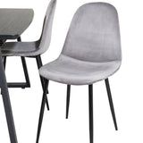 Inca Extentiontable - Černá deska / černá Nohy+Polar Jídelní Židle - Černé nohy / Světle šedá Velvet (ersätter 19902-885)_4