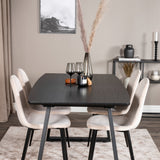 Inca Extentiontable - Černá horní deska / černé nohy + jídelní židle Polar - černé nohy / béžový samet (ersätter 19902-880)_4