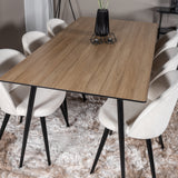 Jídelní stůl Silar - 180 cm - "Wood Look" melamin / černé nohy + sametová jídelní židle manšestr - béžová / černá_6