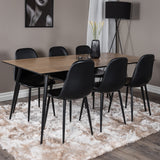 Jídelní stůl Silar - 180 cm - "Wood Look" melamin / černé nohy+jídelní židle Polar - černá / černá_6