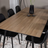 Jídelní stůl Silar - 180 cm - "Wood Look" melamin / černé nohy+jídelní židle Polar - černá / černá_6