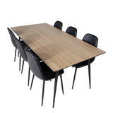 Jídelní stůl Silar - 180 cm - "Wood Look" melamin / černé nohy+jídelní židle Polar - černá / černá_6