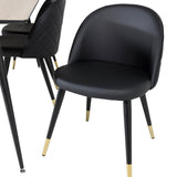 Jídelní stůl Silar - 180 cm - "Wood Look" melamin / černé nohy + sametová jídelní židle š. Stiches - PU - Black / Black_6