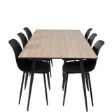 Jídelní stůl Silar - 180 cm - Melamin "Wood Look" / Černé nohy+Polar Plastová jídelní židle - Černé nohy / Černý plast_6