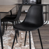 Jídelní stůl Silar - 180 cm - Melamin "Wood Look" / Černé nohy+Polar Plastová jídelní židle - Černé nohy / Černý plast_6