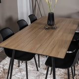 Jídelní stůl Silar - 180 cm - Melamin "Wood Look" / Černé nohy+Polar Plastová jídelní židle - Černé nohy / Černý plast_6