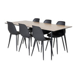 Jídelní stůl Silar - 180 cm - Melamin "Wood Look" / Černé nohy+Polar Plastová jídelní židle - Černé nohy / Černý plast_6