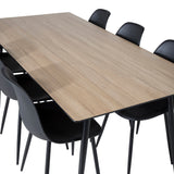Jídelní stůl Silar - 180 cm - Melamin "Wood Look" / Černé nohy+Polar Plastová jídelní židle - Černé nohy / Černý plast_6