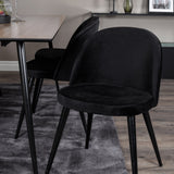 Jídelní stůl Silar - 180 cm - "Wood Look" melamin / černé nohy + sametová jídelní židle - černá / černá_6