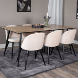 Jídelní stůl Silar - 180 cm - "Wood Look" melamin / černé nohy + sametová jídelní židle - béžová / černá_6