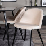 Jídelní stůl Silar - 180 cm - "Wood Look" melamin / černé nohy + sametová jídelní židle - béžová / černá_6