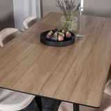 Jídelní stůl Silar - 180 cm - "Wood Look" melamin / černé nohy + sametová jídelní židle - béžová / černá_6