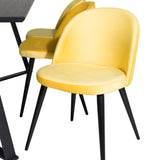 Jídelní stůl Marina - černá deska / černé nohy + sametová jídelní židle - žlutá / černá_6