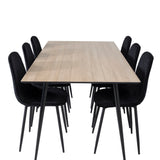 Jídelní stůl Silar - 180 cm - "Wood Look" melamin / černé nohy+jídelní židle Polar Diamond - černé nohy - Black Velvet_6