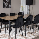 Jídelní stůl Silar - 180 cm - "Wood Look" melamin / černé nohy+jídelní židle Polar Diamond - černé nohy - Black Velvet_6