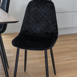 Jídelní stůl Silar - 180 cm - "Wood Look" melamin / černé nohy+jídelní židle Polar Diamond - černé nohy - Black Velvet_6