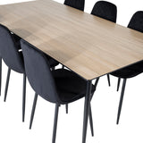 Jídelní stůl Silar - 180 cm - "Wood Look" melamin / černé nohy+jídelní židle Polar Diamond - černé nohy - Black Velvet_6