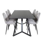 Jídelní stůl Marina - černá deska / černé nohy + jídelní židle Polar - černé nohy / světle šedý samet (ersätter 19902-885)_6
