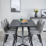 Jídelní stůl Marina - černá deska / černé nohy + jídelní židle Polar - černé nohy / světle šedý samet (ersätter 19902-885)_6