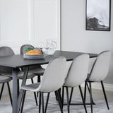 Jídelní stůl Marina - černá deska / černé nohy + jídelní židle Polar - černé nohy / světle šedý samet (ersätter 19902-885)_6