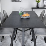 Jídelní stůl Marina - černá deska / černé nohy + jídelní židle Polar - černé nohy / světle šedý samet (ersätter 19902-885)_6