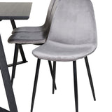 Jídelní stůl Marina - černá deska / černé nohy + jídelní židle Polar - černé nohy / světle šedý samet (ersätter 19902-885)_6