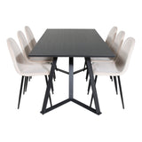 Jídelní stůl Marina - černá deska / černé nohy + jídelní židle Polar - černé nohy / béžový samet (ersätter 19902-880)_6