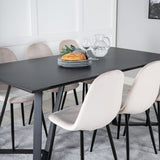 Jídelní stůl Marina - černá deska / černé nohy + jídelní židle Polar - černé nohy / béžový samet (ersätter 19902-880)_6