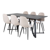 Jídelní stůl Marina - černá deska / černé nohy + jídelní židle Polar - černé nohy / béžový samet (ersätter 19902-880)_6