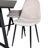 Jídelní stůl Marina - černá deska / černé nohy + jídelní židle Polar - černé nohy / béžový samet (ersätter 19902-880)_6