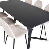 Jídelní stůl Marina - černá deska / černé nohy + jídelní židle Polar - černé nohy / béžový samet (ersätter 19902-880)_6